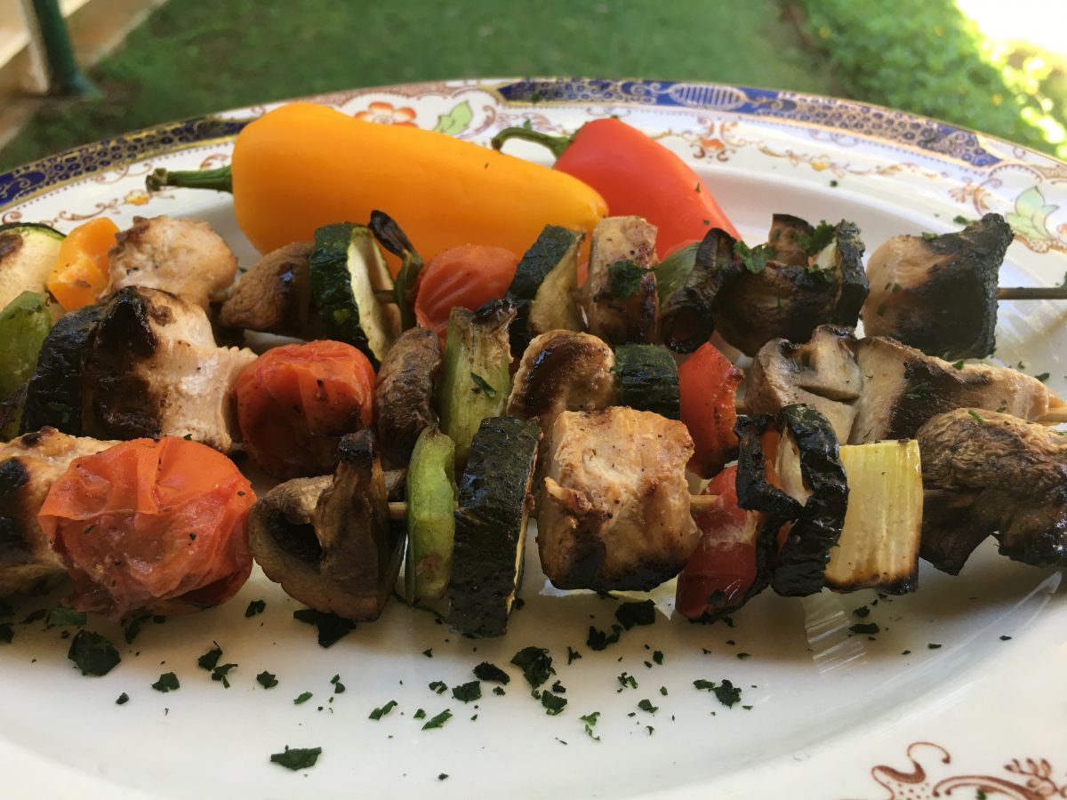 CHICKEN AND VEGETABLE SKEWERS