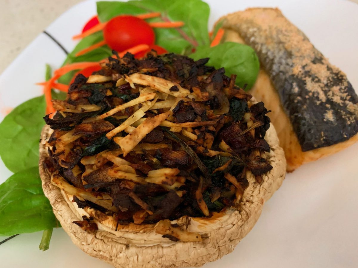 SPINACH AND HALOUMI STUFFED MUSHROOMS