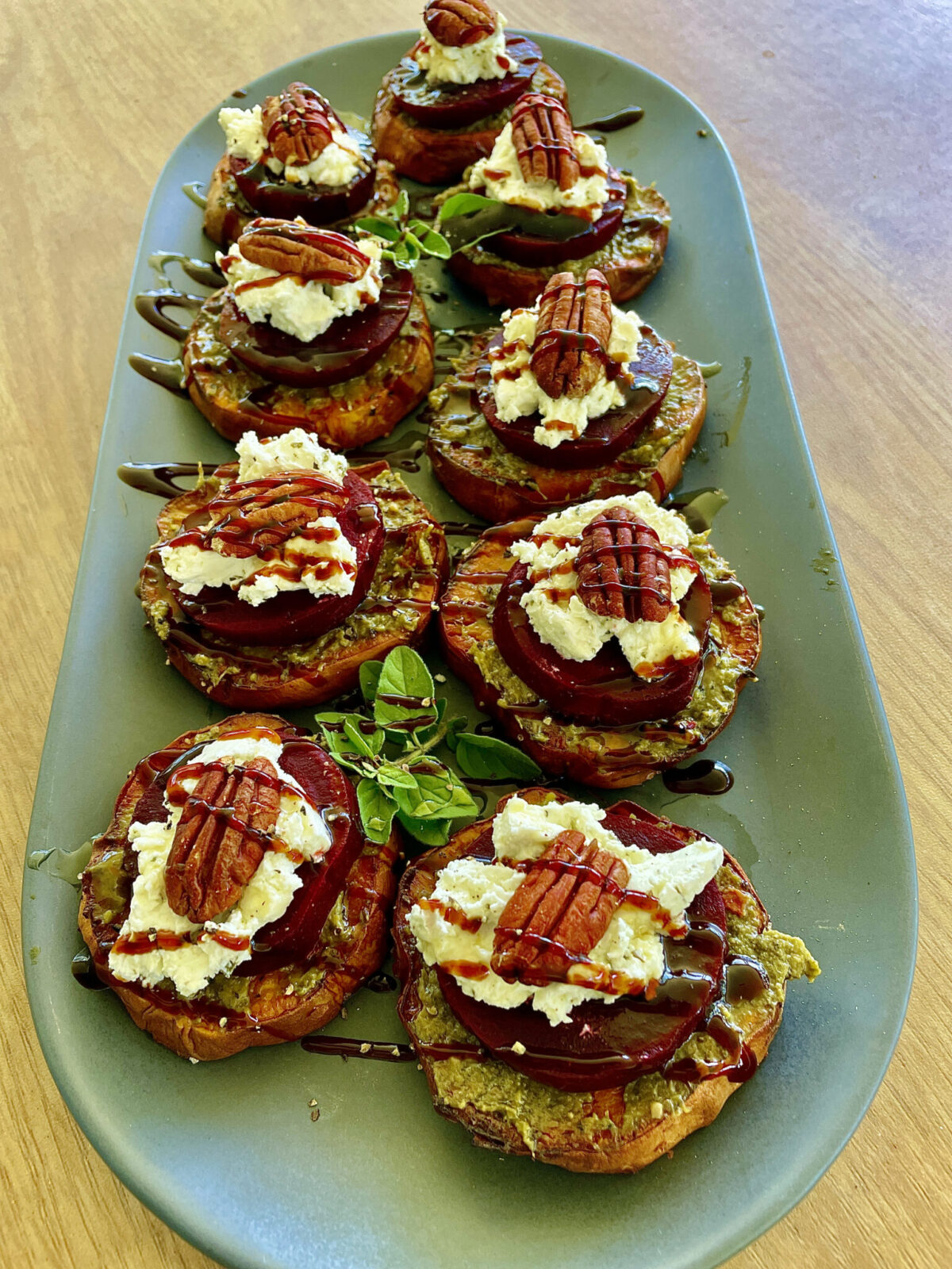 SWEET POTATO ROUNDS WITH ROASTED BEETS AND GOAT’S CHEESE